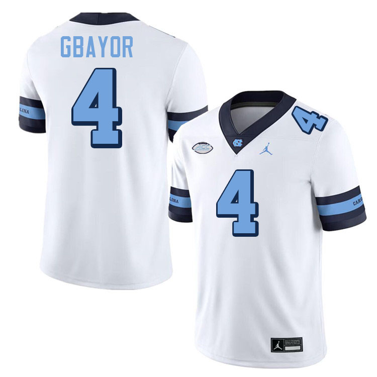 #4 Mikai Gbayor North Carolina Tar Heels College Football Jersey Stitched-Retro White